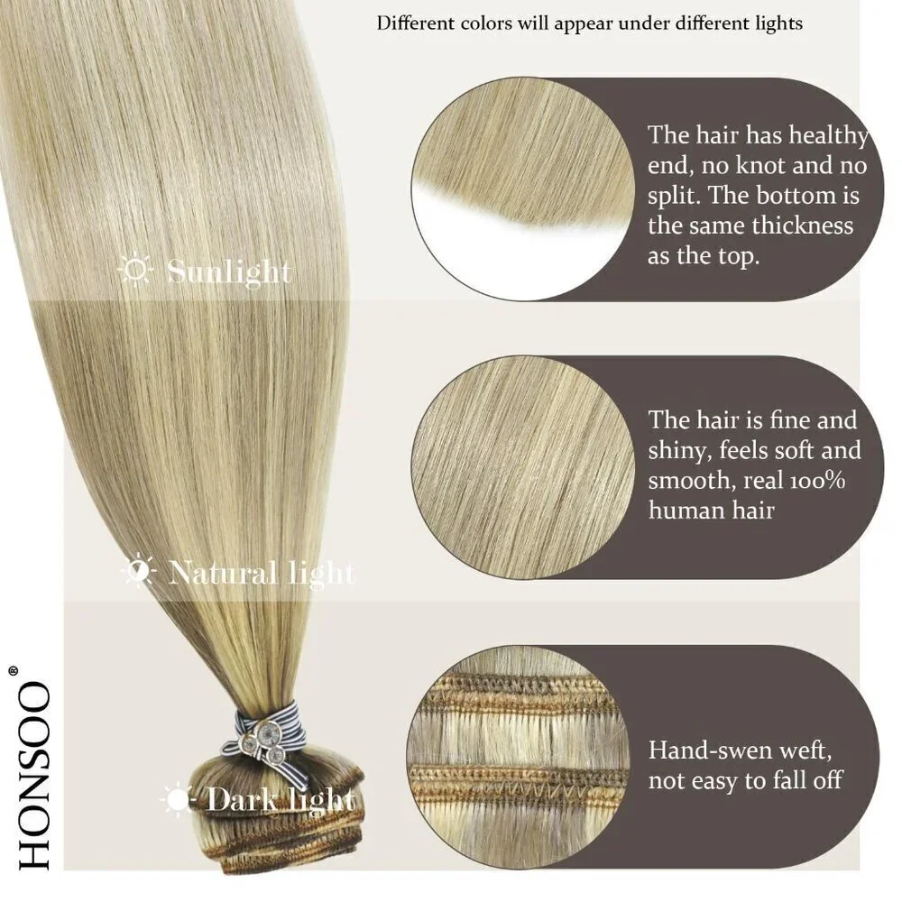 Blonde Hair Extensions Clip In Balayage Hair Extensions Real Human Hair Mixed Bl